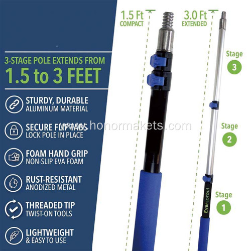 Hot Sale Telescoping Boat Hook Pole Extendable Handle Plastic Attachment For Extension Pole